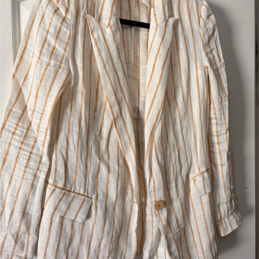 Striped Tan and White Women's Blazer